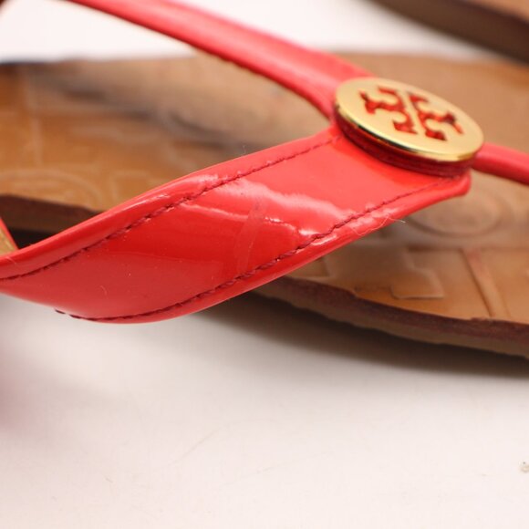 Tory Burch Thora Women's Size 7 M Red Patent Leather Flip Flop Flat Sandals - Picture 11 of 11